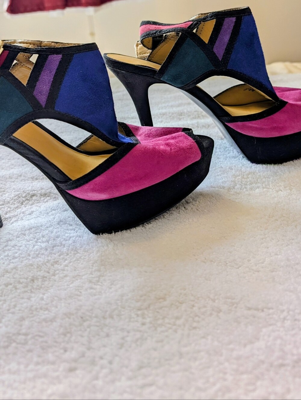 Women’s Colorblock Platform Heels - Pink & Blue